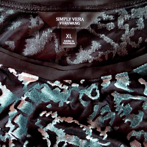 Women’s Simply Vera Vera Wang Turquoise velvet burnout XL - Picture 2 of 4